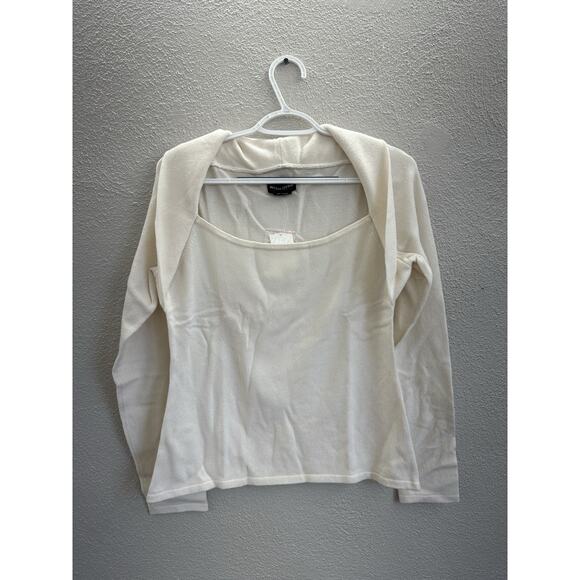 Sutton Studio Womens Sweater Size Large Winter White Cashmere Shrug Neckline NWT - Picture 1 of 12